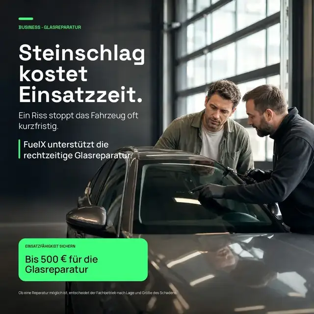 Steinschlag kostet Einsatzzeit — bis 500&nbsp;€ für die rechtzeitige Glasreparatur